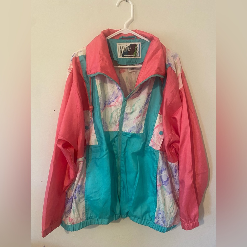 Active USA Vibrant Pink and Turquoise Jacket Vintage